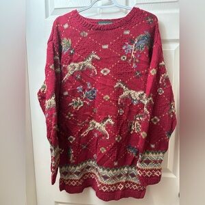 Vintage Bushwacker Sweater Red Horse Pattern Sweater
